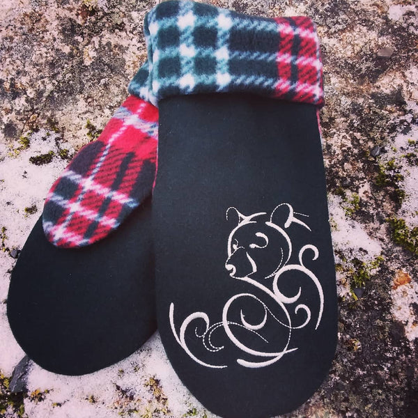 Embroidered Fleece Mittens~Newfoundland