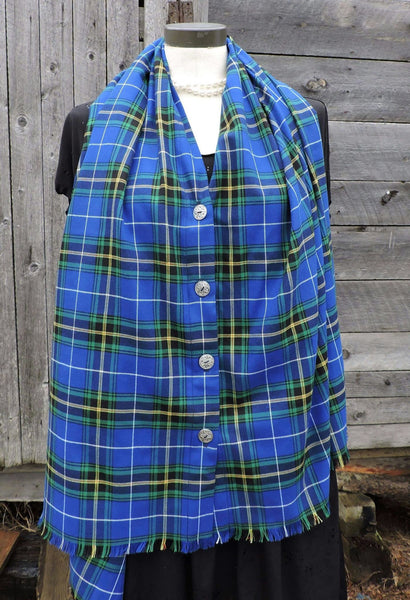 Button Shawl~ Twill Weave Tartan Suiting