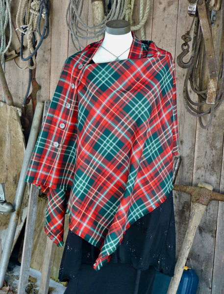 Button Shawl~ Twill Weave Tartan Suiting